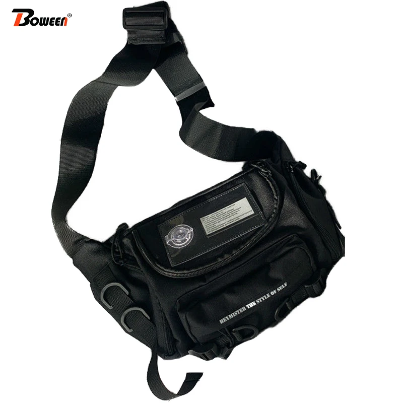 Поясная сумка Мужская нагрудная черная поясная крутая многофункциональная
