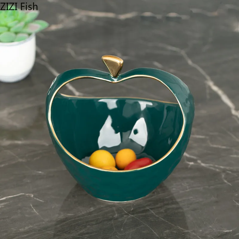 Керамическая чаша в скандинавском стиле зеленая корзина для овощей фруктов