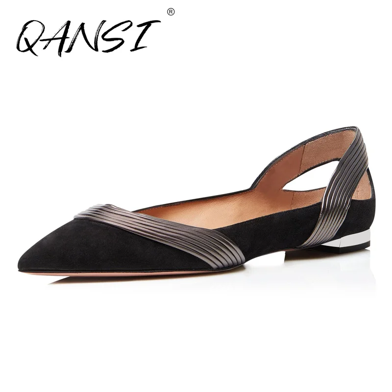 

Handmade Casual Women's Black Flat Shoes Summer Comfy Flats Shoes Women Fashion Point Toe Office Lady Slip on Flat Shoes Women