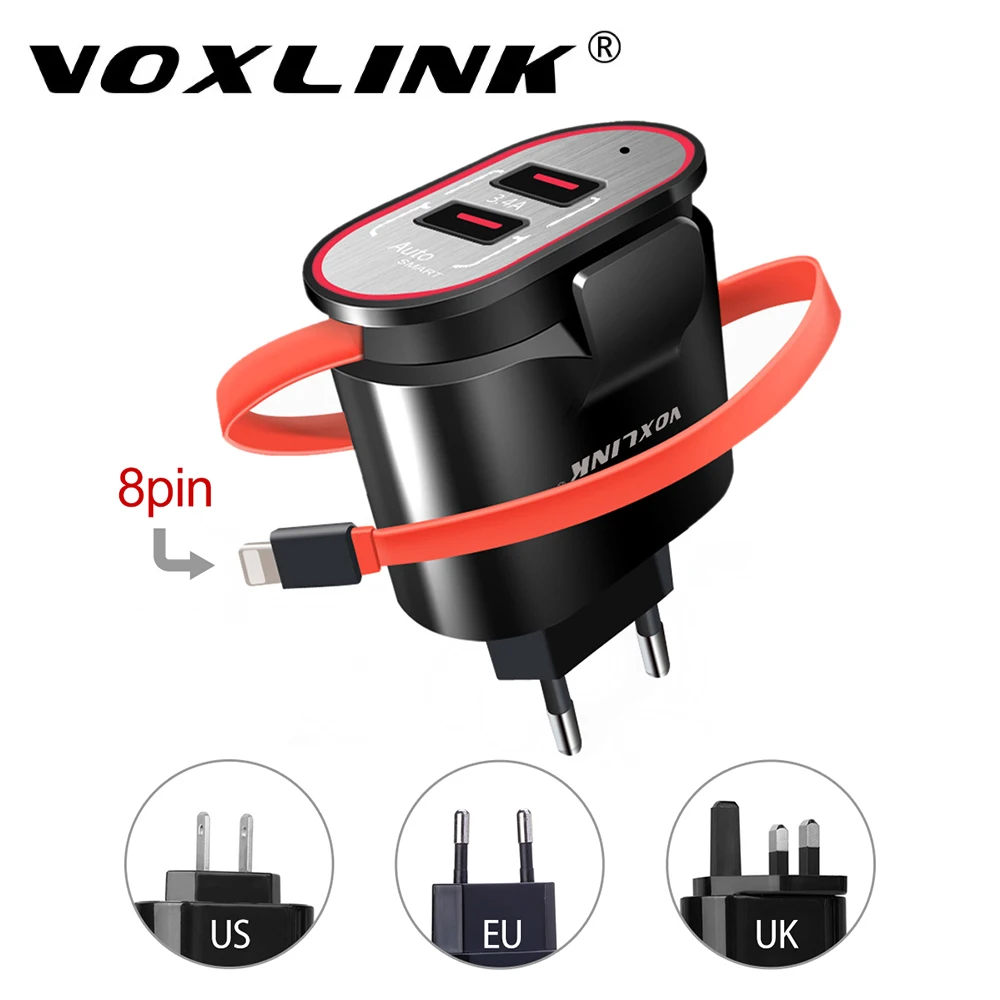 VOXLINK USB зарядное устройство 5V 3.4A Универсальное с двумя портами для путешествий