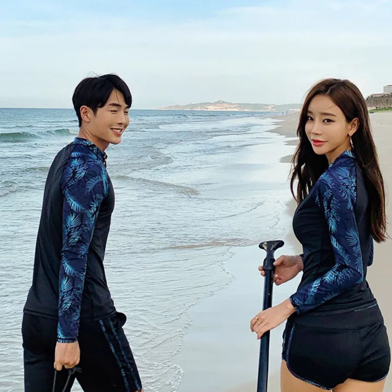 

Swimming Suit For Women Bathing Sexy Suits Surfing Swimsuits Sports Swimsuit Men Split Trousers Swimwear Korean Solid Polyester