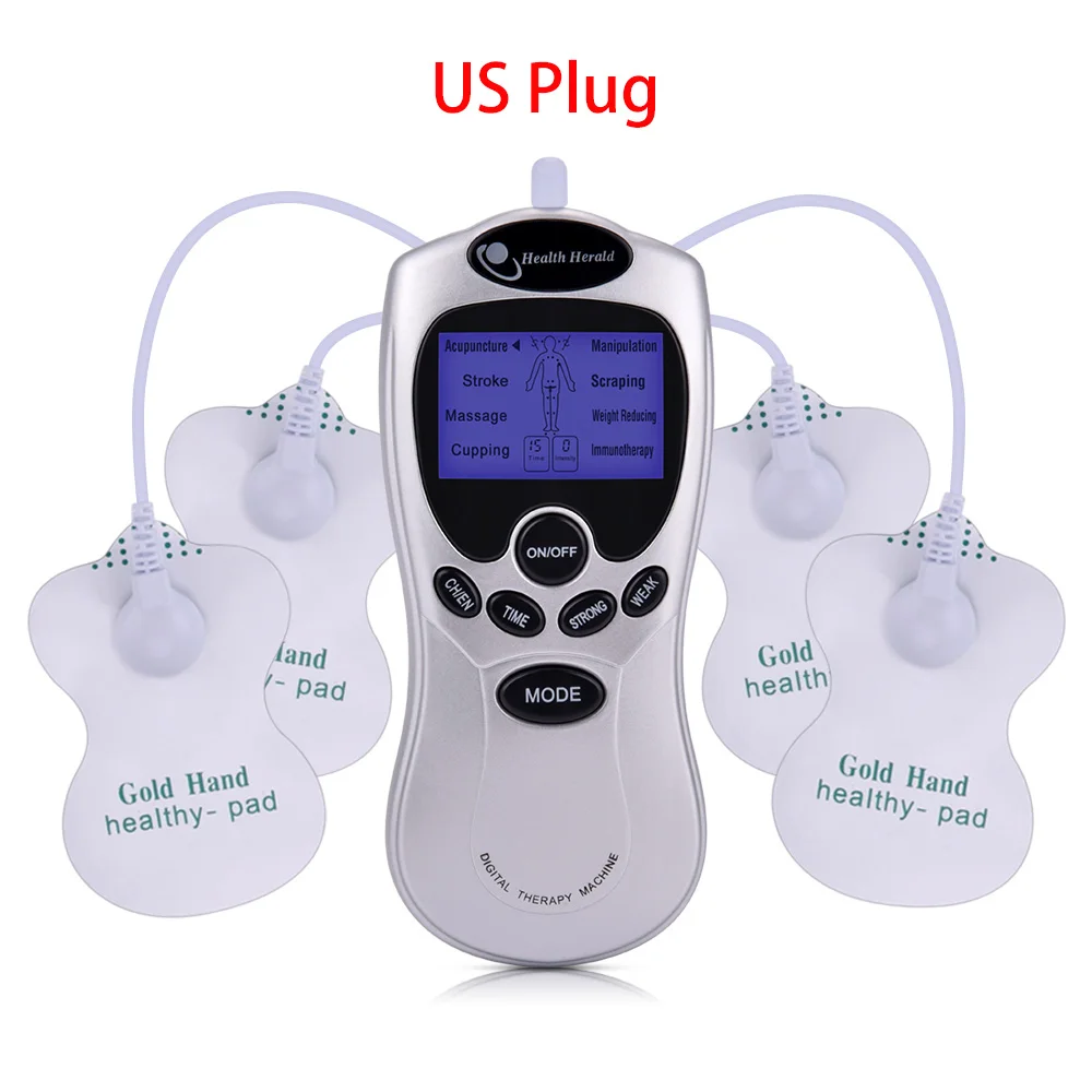 D 8 Modes US Plug 6/8/12/15 режимов десятки блок машины 4 электродные подушечки для облегчения боли в спине пульсовый массаж EMS стимуляции мышц десятки Electroestimulador - Color: D 8 Modes US Plug
