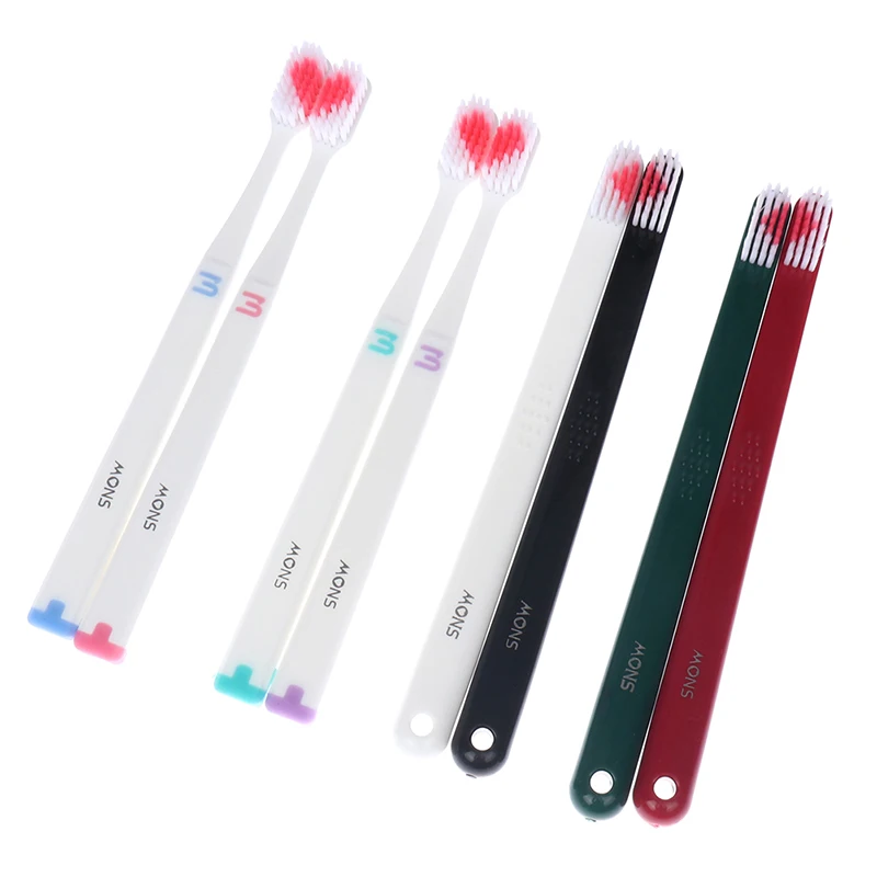 

2 Stks/pak Zachte Tandenborstel Zwart Wit Hart Paar Borstel Tanden Eco Vriendelijke Nano Volwassenen Tandenborstel Dental