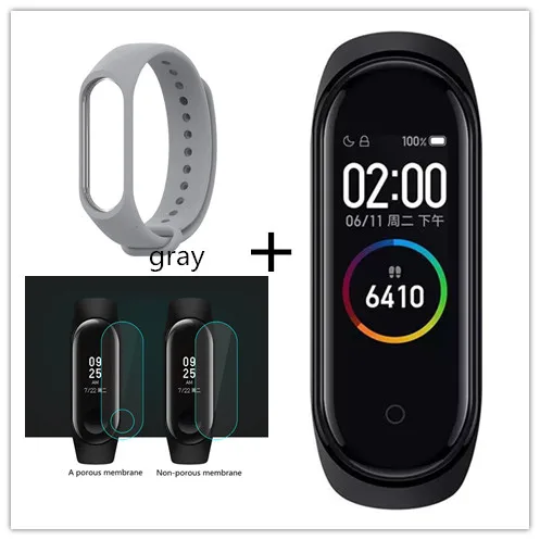 gray Xiaomi mi смарт-браслет 4, 3 цвета, AMOLED экран, mi Band 4, Smartband, фитнес-браслет, Bluetooth, спортивный, водонепроницаемый, SM - Цвет: gray