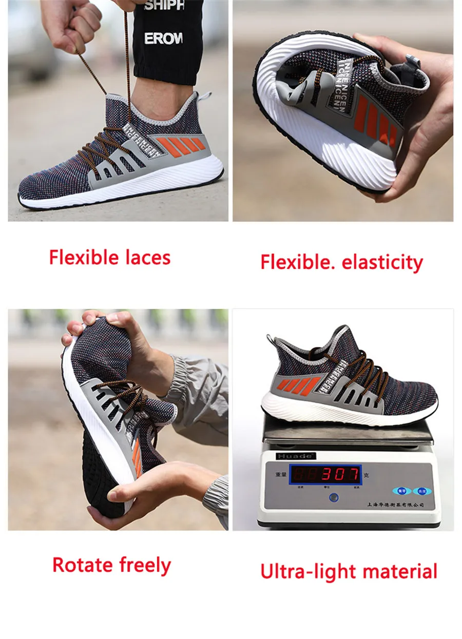 

Spring Men's Fashion Safety Work Shoes Indestructible Outdoor Steel Toe Non-Slip Breathable Men Boots Industrial Safety Shoes