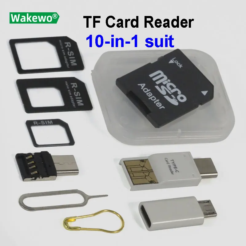 Тонкий считыватель tf карт Type C ПК 2 в 1 USB и usb адаптер micro для записи смартфонов