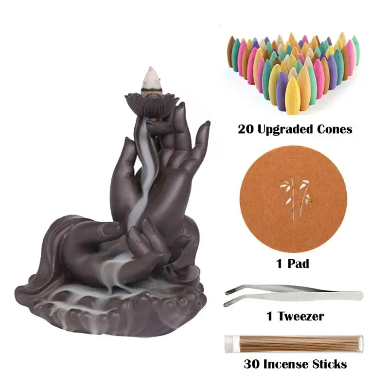 

Creative Bergamot Backflow Incense Burners Home Office Living Room Aromatherapy Yoga Work Leisure Crafts Purple Clay Ornaments