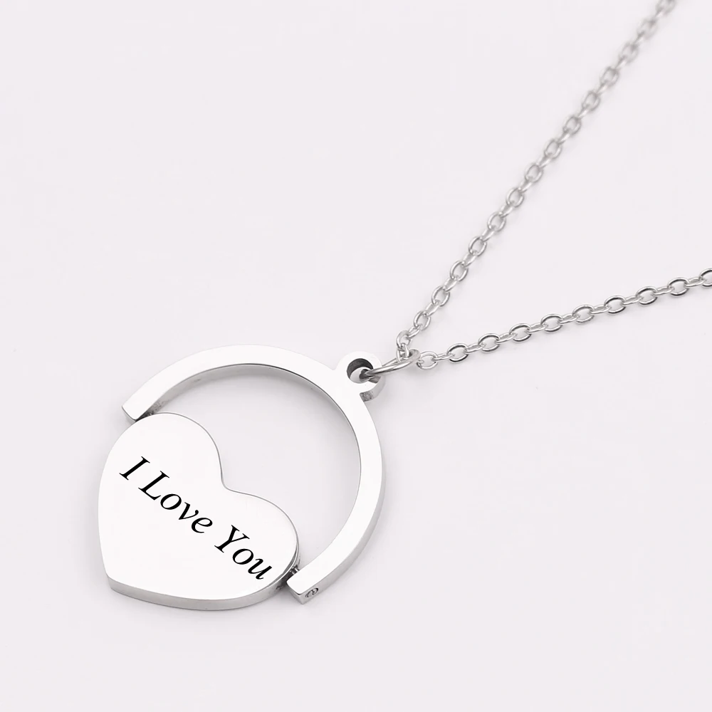 Customized stainless steel key chain personalized custom name photo heart-shaped necklace small jewelry round pendant | Украшения и