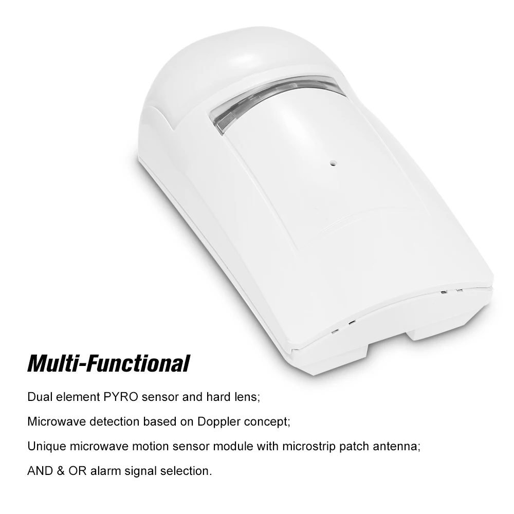 

Dual Passive Infrared and Microwave Detector PIR Motion Sensor Wall Mounted Wired Alarm NC Output Security Alarm