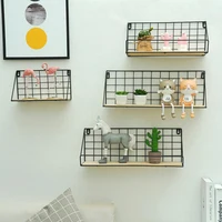 Wall Mounted Racks Iron Wood Stand Storage Organizer Holder Home Office Decorative Shelves Kitchen Bathroom Wall Holders
