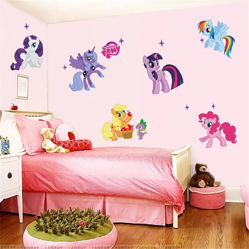 My Little Pony наклейки на стену для детских комнат девочек единорог мультфильм ПВХ