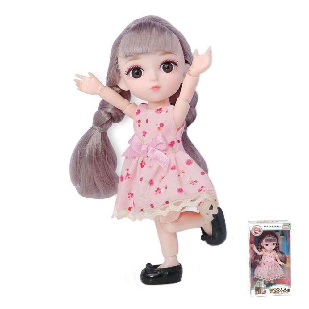 

6 Inch Girl Doll Cute Movable Joints Doll Toys Xmas Birthday Gift for Toddler Children
