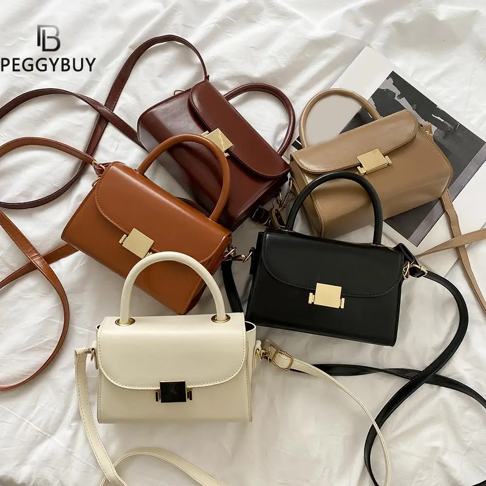 

PU Leather Shoulder Purse Women Solid Color Handbags Simple Messenger Tote Bag Fashion Exquisite Shopping Bag