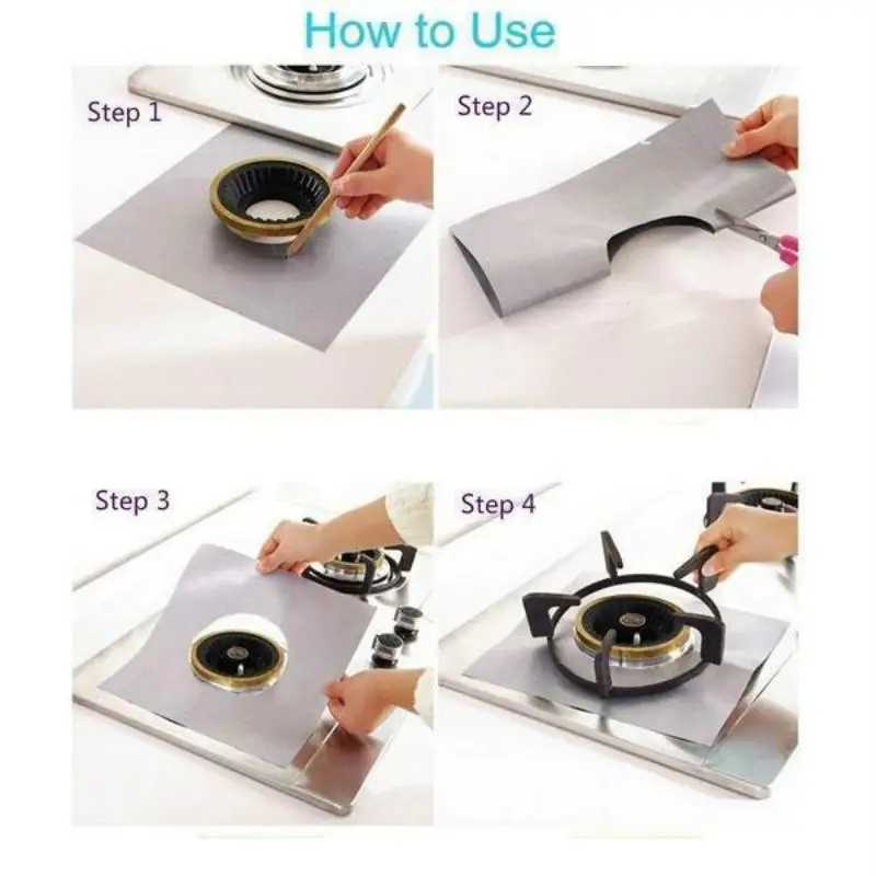 

1/4PC Stove Protector Cover Liner Gas Stove Protector Gas Stove Stovetop Burner Protector Kitchen Accessories Mat Cooker Cover