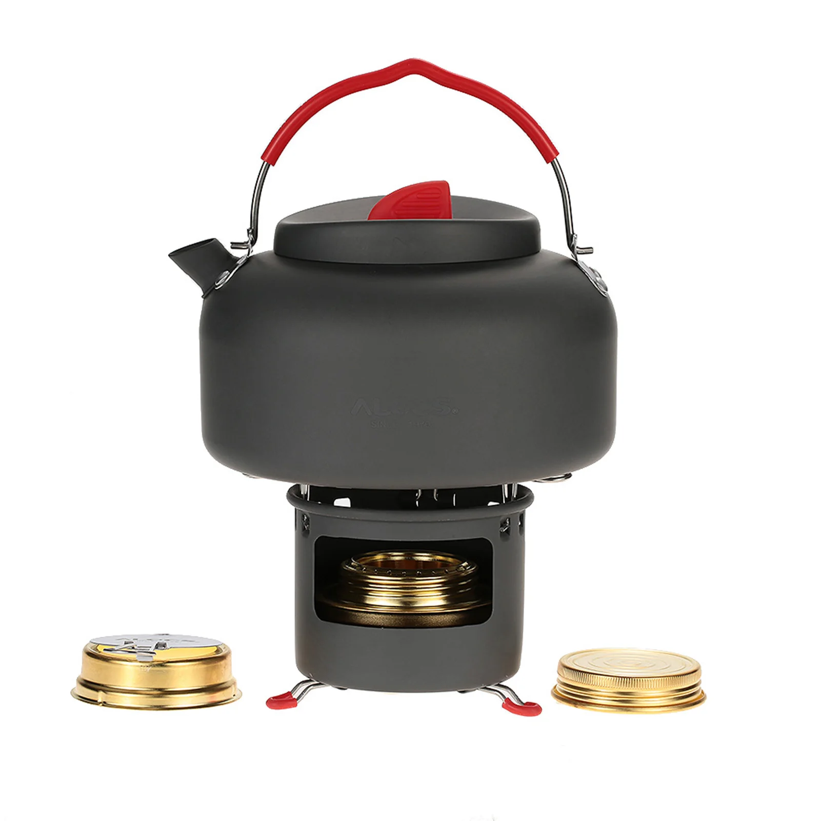 

ALOCS 1.4L Outdoor Kettle Teapot Camping Cookware Water Boiler Pot Alcohol Stove Heater And Support Bracket Portable