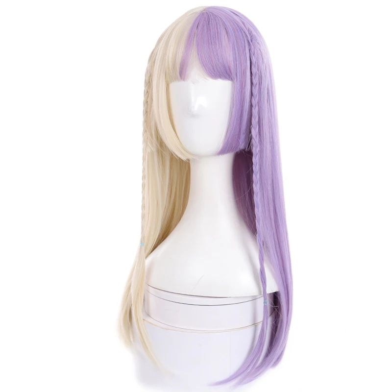 Длинные Синтетические прямые пряжки парик с взрыва светильник фиолетовый