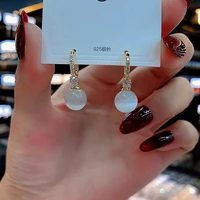 this years popular new white cat eye stone bead earrings are high grade small exquisite and versatile temperament earrings