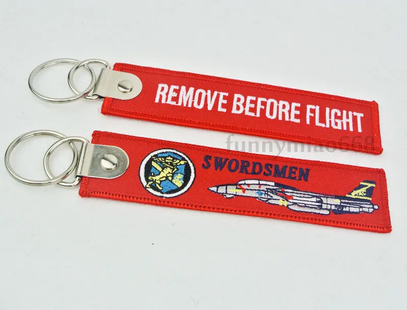 VF-32 мечей remove Before Flight брелоки с вышивкой Мужская Авиации Теги ключ-брелок
