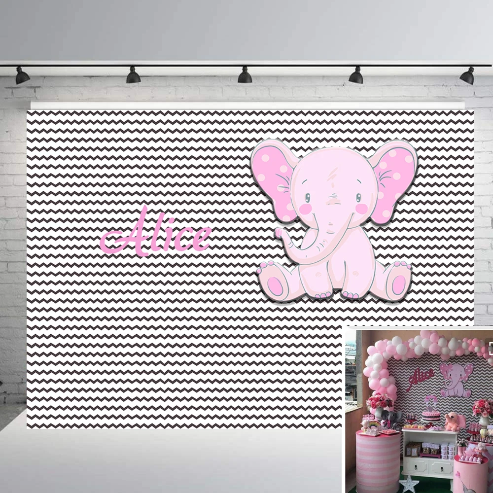 BEIPOTO зеленый шеврон детский душ фон фотография розовый слон девушка день