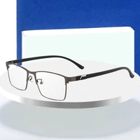 metal frame glasses men business style anti blue ray full rim spectacles rectangular eyewear with spring hinges