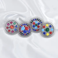 french vintage crystal colorful rhinestone ring for women girl hollow big circle metal silver gypsy afghan turkey india jewelry