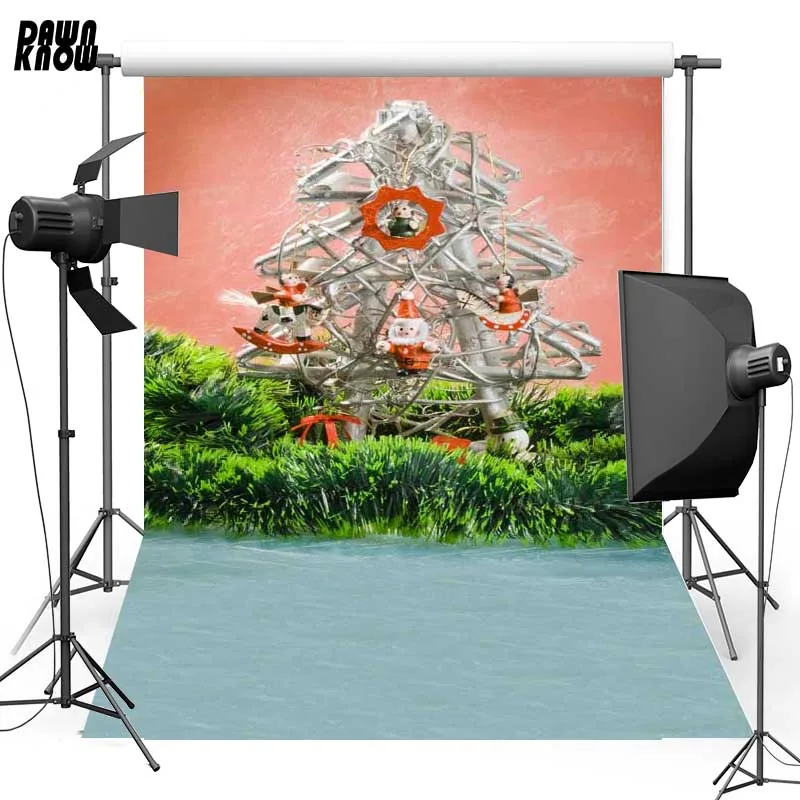 

DAWNKNOW Santa Gift Vinyl Photography Background For Newborn Doll New Fabric Polyester Backdrop For Wedding Photo Studio ST398