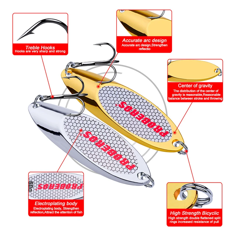 1 Pcs Hot Sale 3g-60g Metal Spinner Spoon Trout Fishing Lure Hard Bait Paillette Artificial Bait Small Hard Sequins Spinner