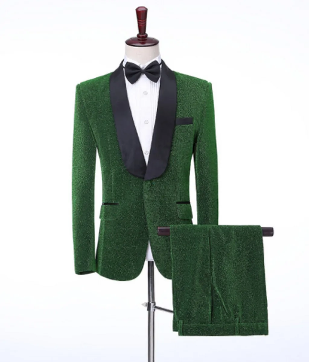 

Men Suit Slim Fit One Botton Wedding Prom Party Blazer Tux Trousers 2 Piece Set