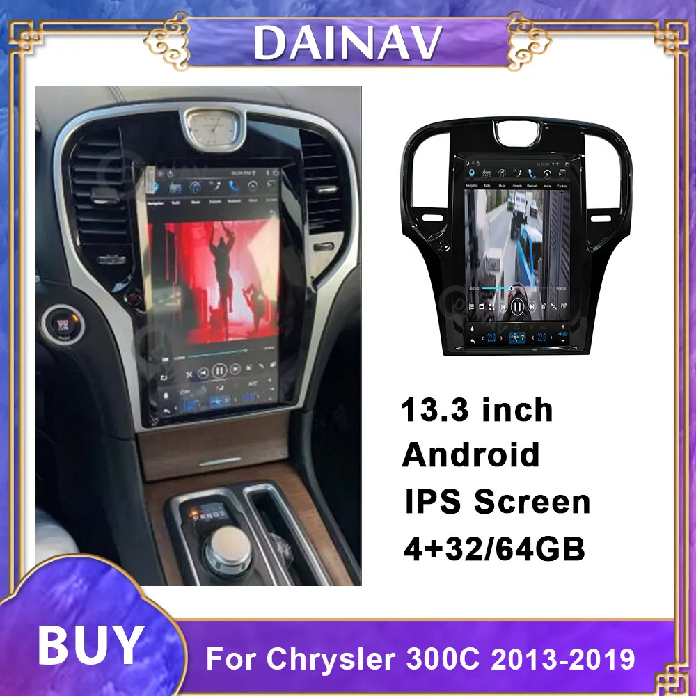 13.3 inch Tesla style Car DVD GPS Navigation For Chrysler 300C 2013 2014 2015 2016-2019 car Radio Multimedia Player Auto Stereo
