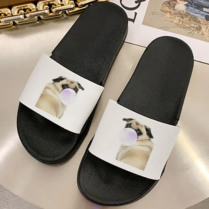 

Women Slippers Cartoon animal blowing bubbles Pattern Beach Slides Home Slippers Slip on Sandals Female Shoes Flip Flops