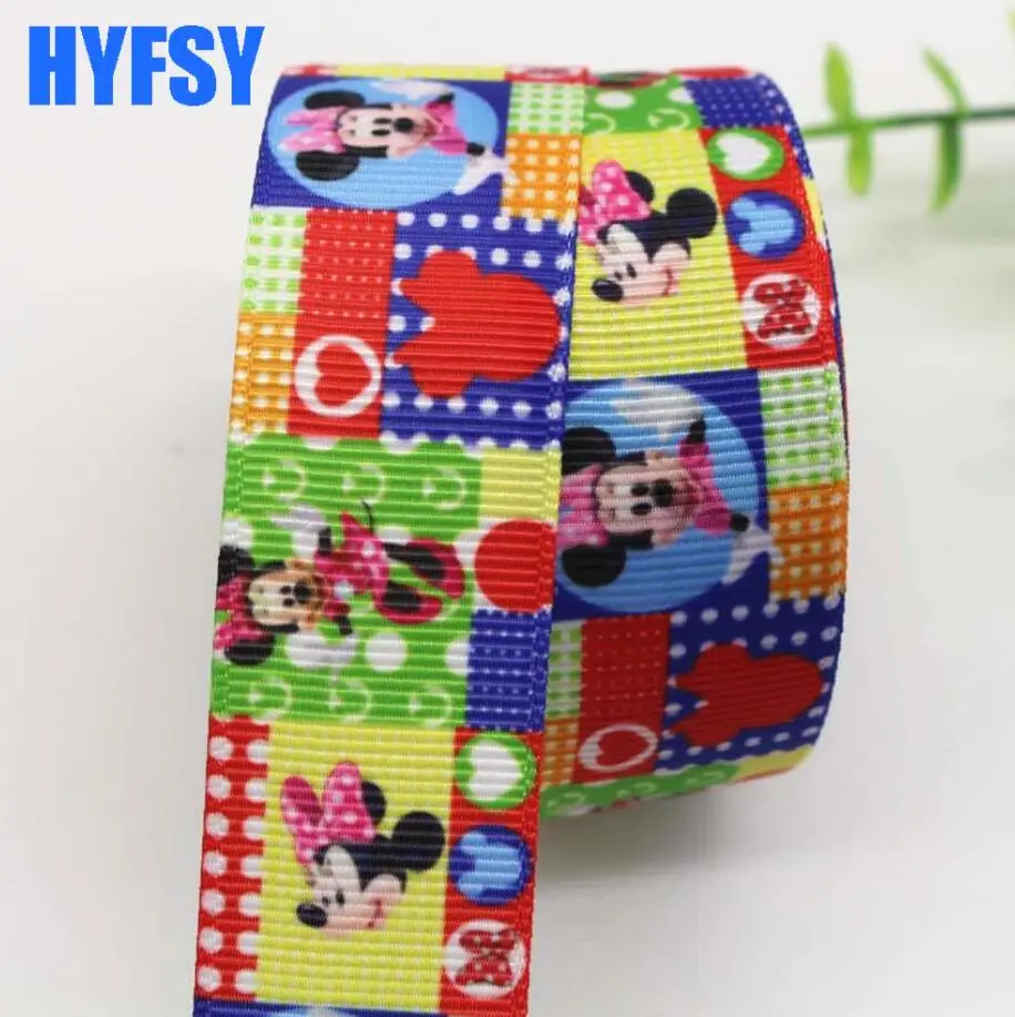 25mm 10043 22 25 мм 10 ярдов мультфильм ленты DIY волос лук материал подарок посылка корсажные ленты мышь - Цвет: 25mm