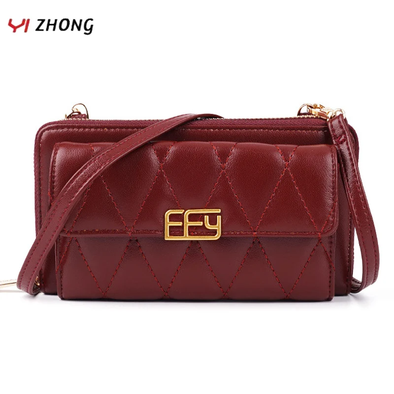 

YIZHONG Leather Flap Diamond Lattice Purses and Handbags Luxury Designer Bag Small Satchels Shoulder Bag Female Crossbody Bag