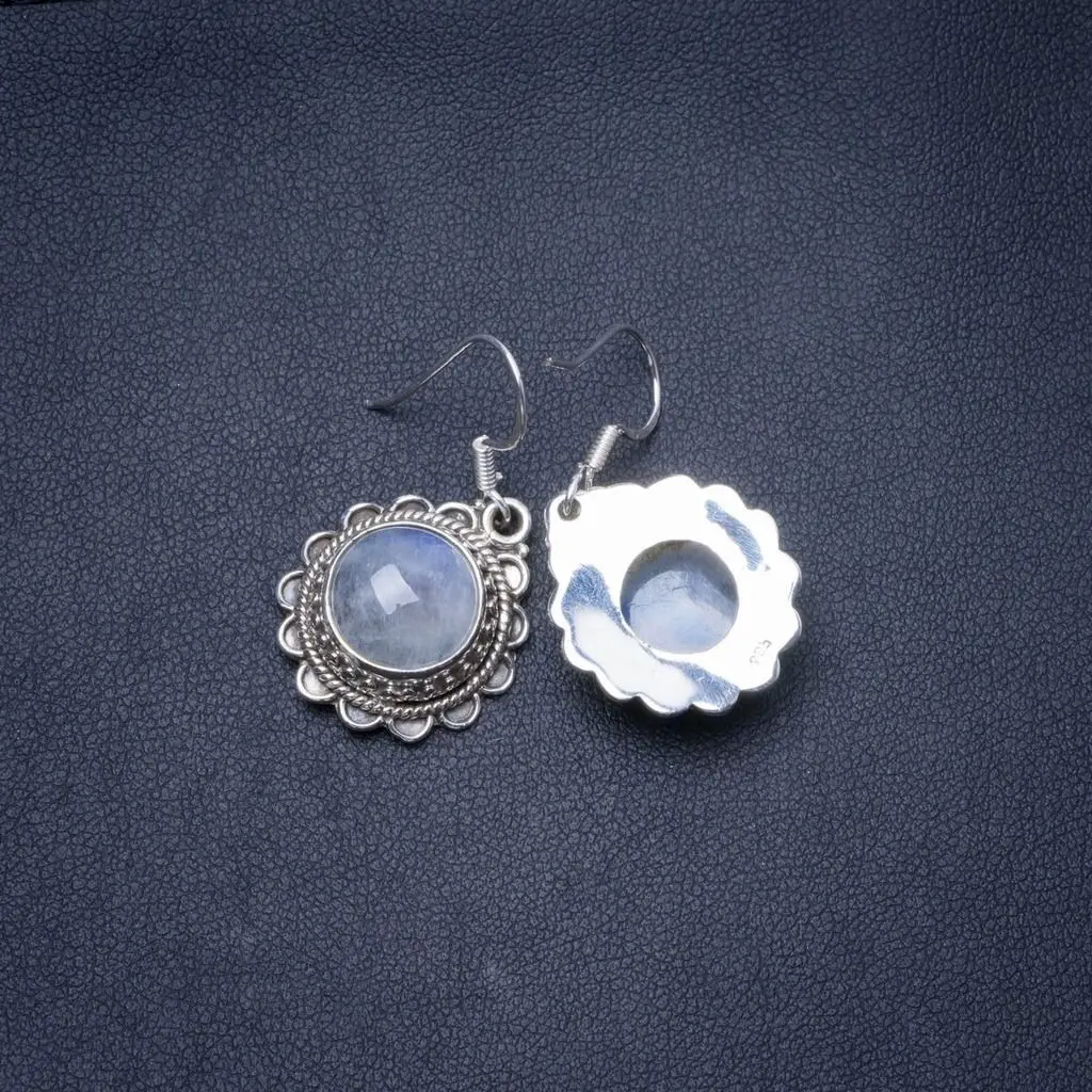 Натуральные радужные лунные камни ручной работы уникальные серьги 925 пробы из