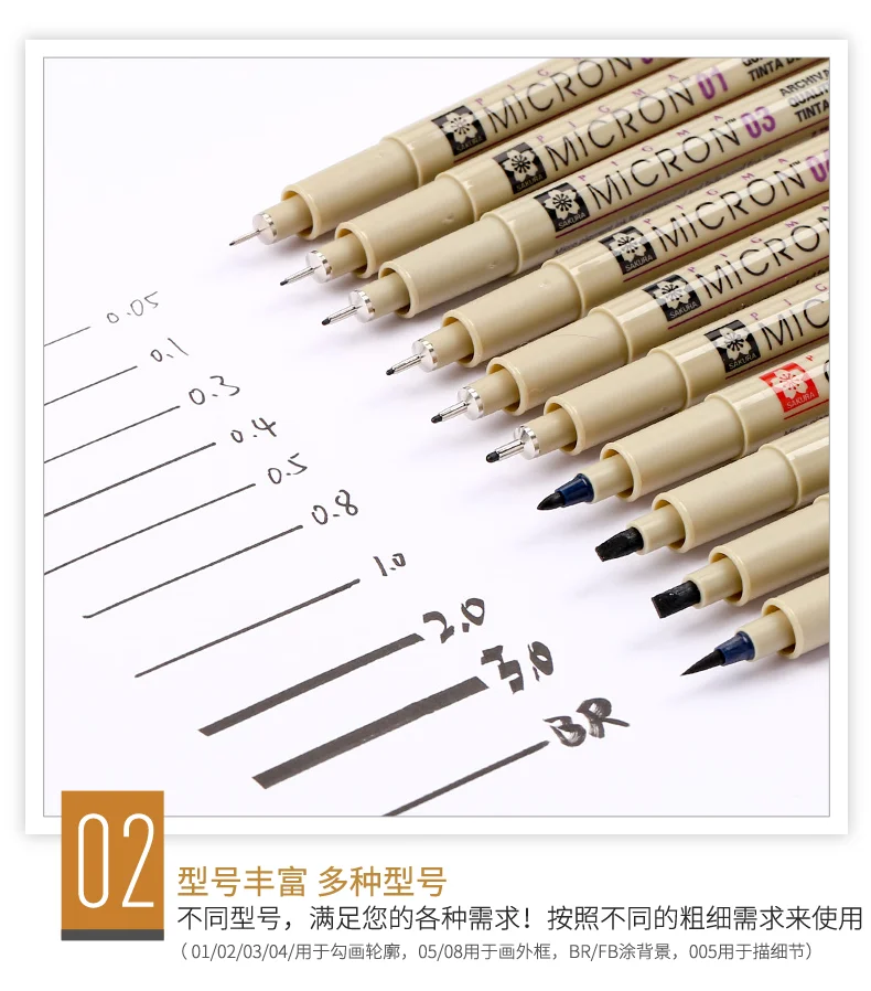 

Pigment Liner Micron Pen Set Neelde Drawing Pen 005 01 03 04 05 08 1.0 Brush Art Markers Sketching Marker Pen