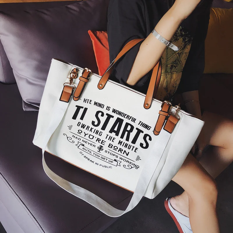 Новинка 2021 женская сумка тоут модная большая Холщовая Сумка с надписью