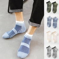 spring and summer with light tops and solid colors mens socks cotton solid color striped ankle socks men short mesh socks