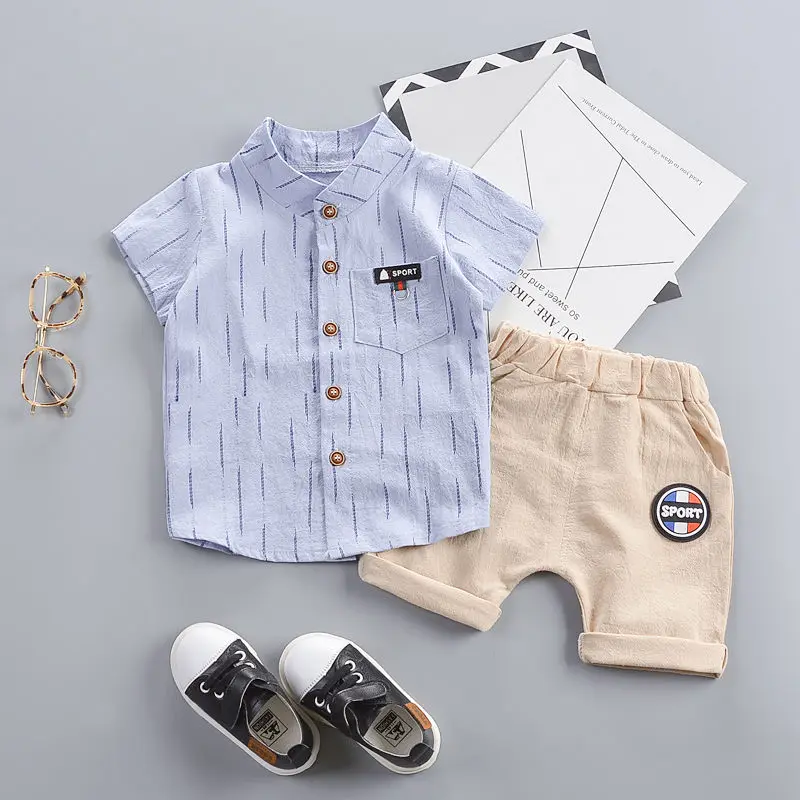 2020 летний модный комплект одежды из 2 предметов для маленьких мальчиков короткая