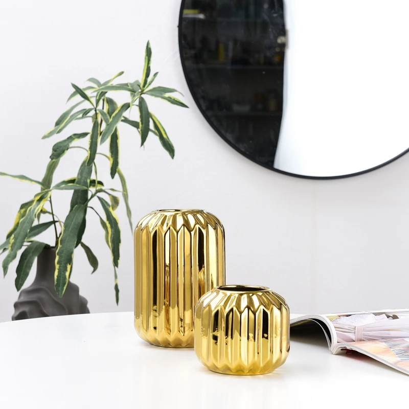 Керамическая Геометрическая Золотая ваза нордическая креативная простая
