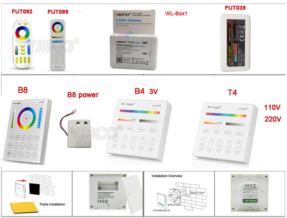 Miboxer 2,4G 4-Zone умная панель WiFi iBox RGB+ CCT/RGBWW светодиодный светильник FUT039/FUT092/FUT089/WL-Box1/B4/T4/B8