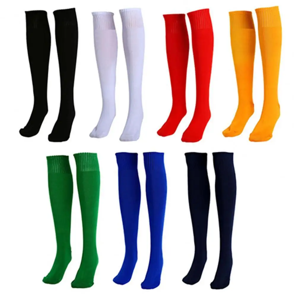 1 Pair Sports Socks Men Women Solid Color Anti-slip Stocking Soccer Football Cycling Knee Socks Sports Basketball Socks