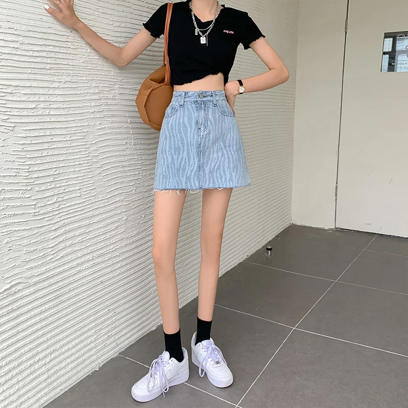 

Guilantu Summer High Waisted Vintage Denim Skirt Women Button Zipprt Casual A Lien Mini Skirts Female Korean Style Jeans Skirt