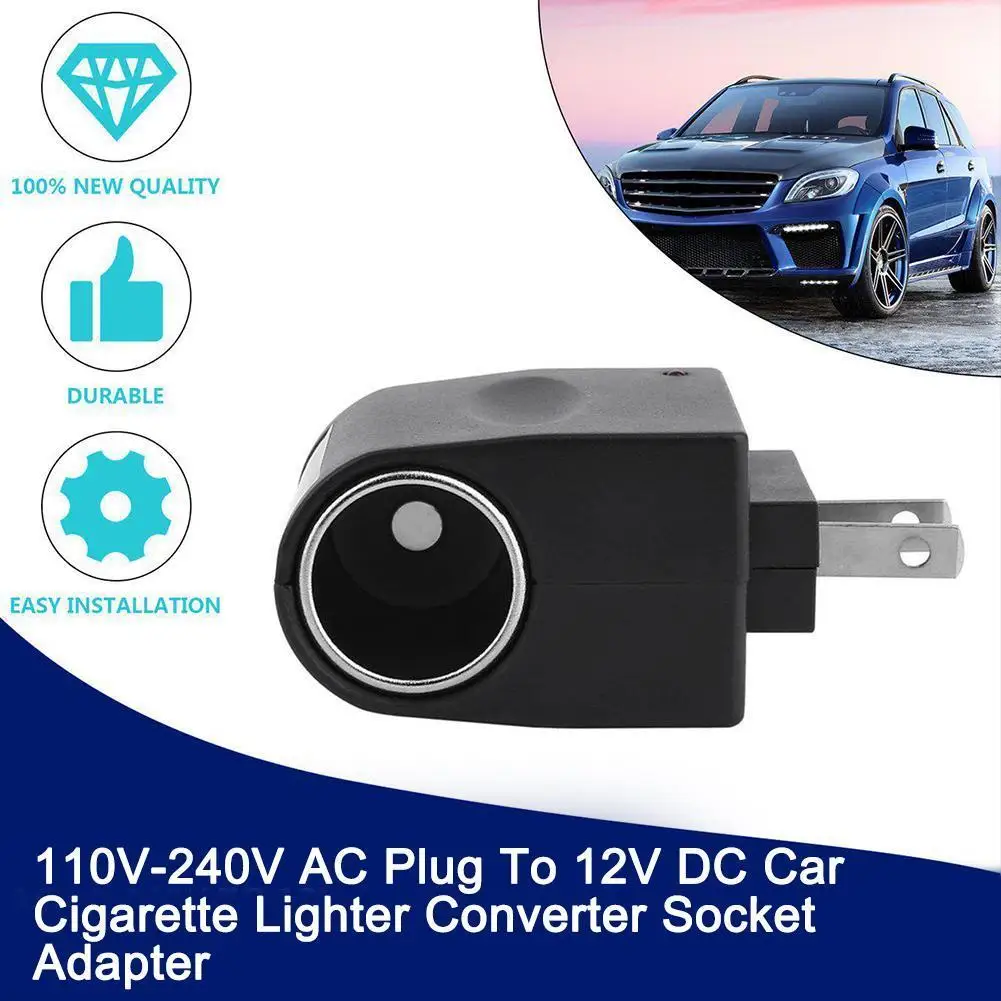

New 220V Power Plug 12V Car Cigarette Lighter Converter Socket Adapter I0H8