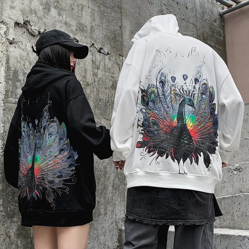 2019 мужские толстовки в стиле хип-хоп толстовка с принтом радуги павлина Harajuku