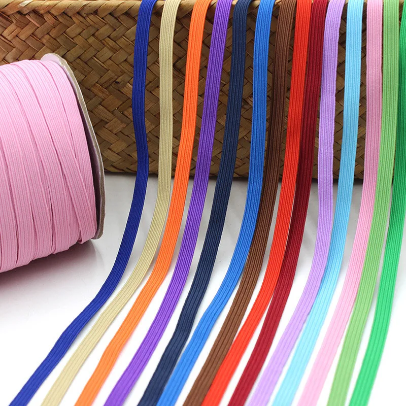 Bandas El&aacute;sticas blancas y negras de colores, cuerda de goma, cinta de licra, costura de encaje, cinta de cintura, accesorio de ropa, 100y, 6mm-4