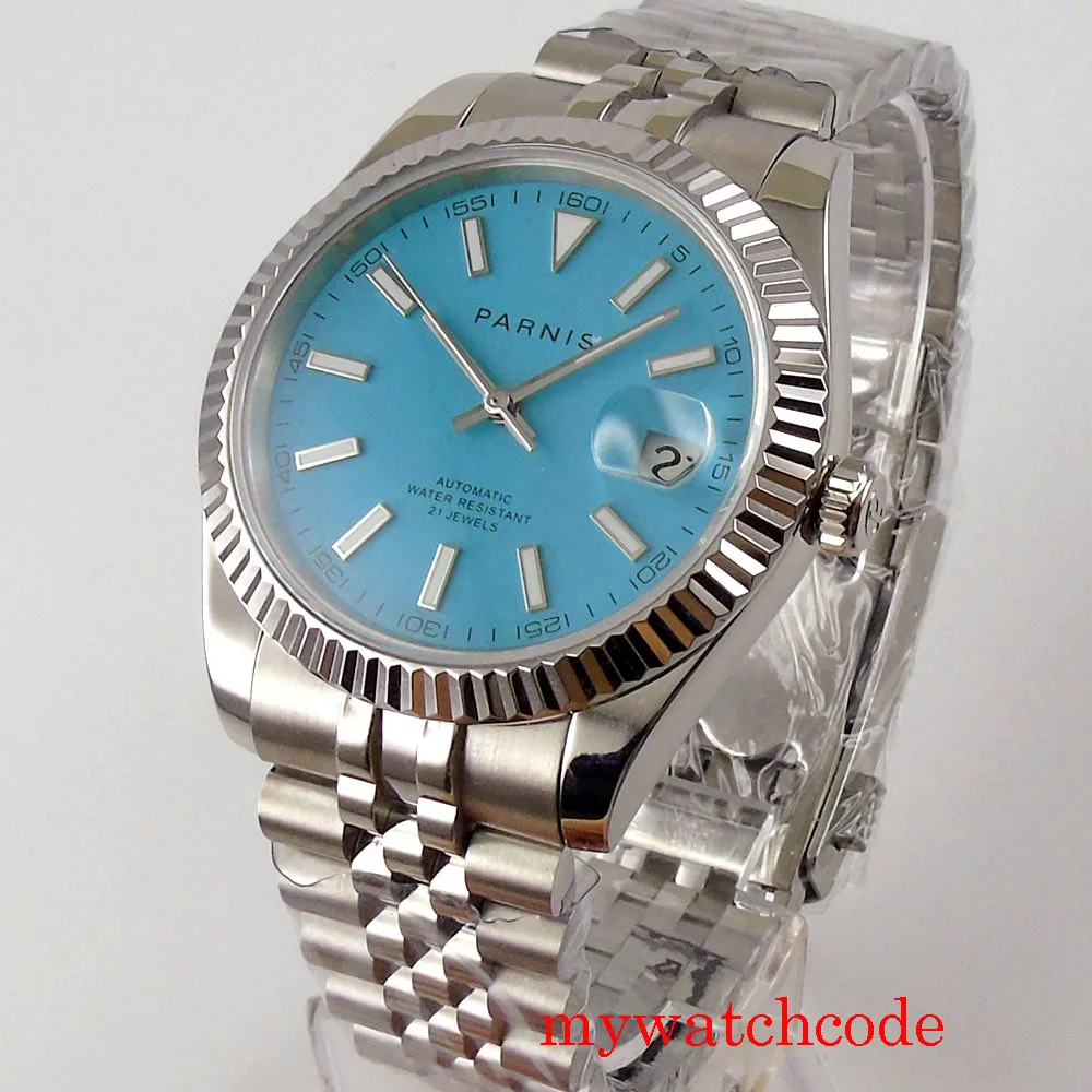 39 5 мм Роскошные PARNIS автоматические мужские часы Автоматическая Дата сапфировое