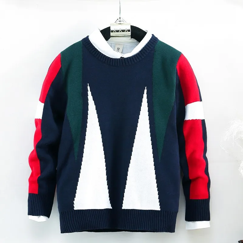 Children Sweater 2019 New Casual Knitting Pullover For Boys Shirt Collar Sweaters Kids Clothes Winter School Toddler Girls Top M |