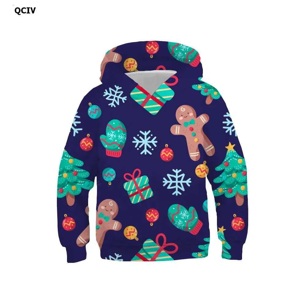 

3d толстовки QCIV, рождественские свитшоты для мальчиков, толстовка с капюшоном в виде снежинки, толстовка с рисунком Свитер деревья, худи с ри...