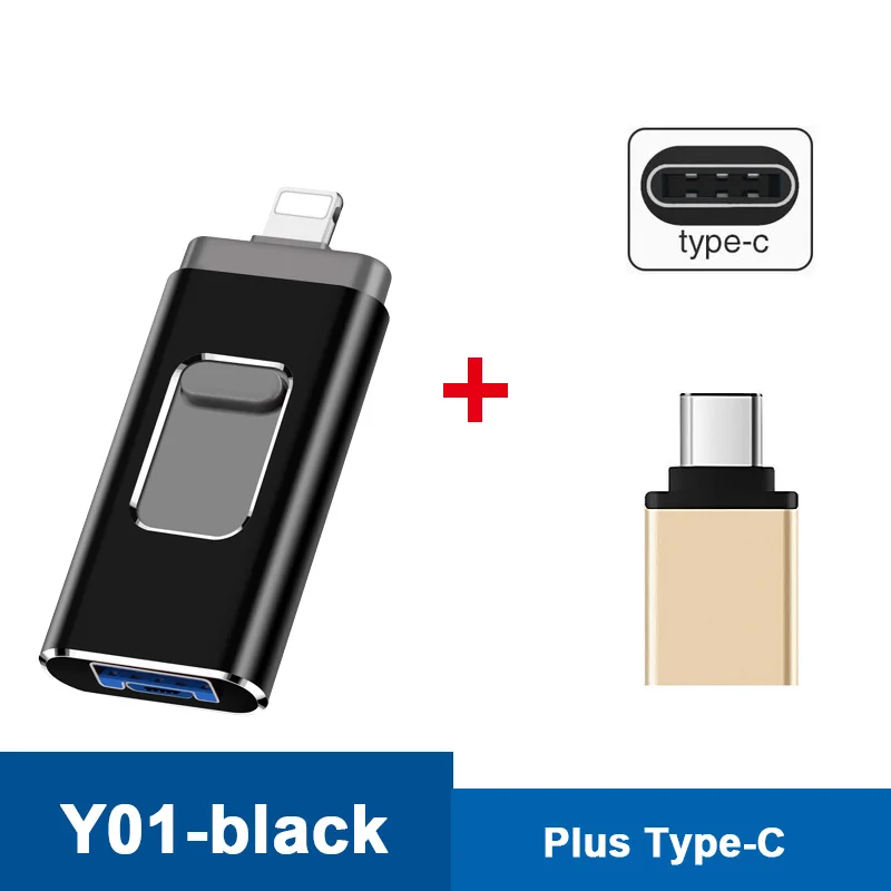 Y01 USB3.0-B-Type-c 3 в 1 OTG USB флэш-накопитель USB 3,0 для iPhone/iPad/IOS/Android/PC 128 Гб 64 ГБ 32 ГБ 16 ГБ Флешка для huawei sony ФЛЕШКА мини флешки флешка гитара флешка мини - Цвет: Y01 USB3.0-B-Type-c
