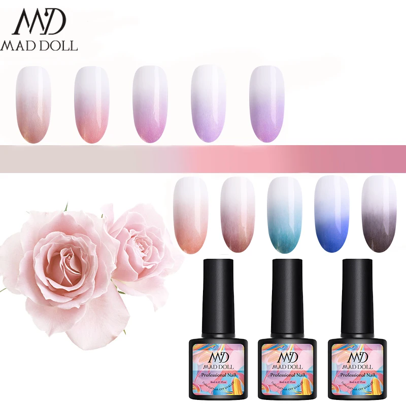 MAD DOLL 8 мл лето 2020 жемчужный золотой розовый цвет Натуральный Гель лак для ногтей