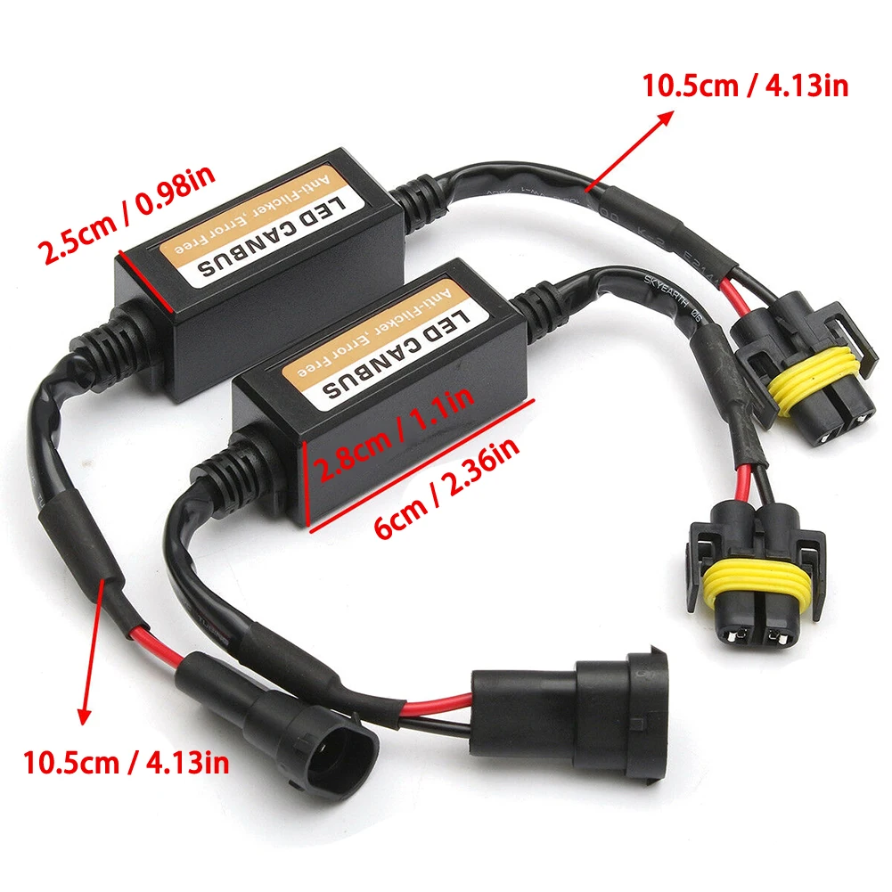 

2PCS H11 H8 Canbus Decoder LED Canbus Adapter Error Free ar Headlight Bulb Kits for SUV Fog Lamps Light Wire Harness Adapter